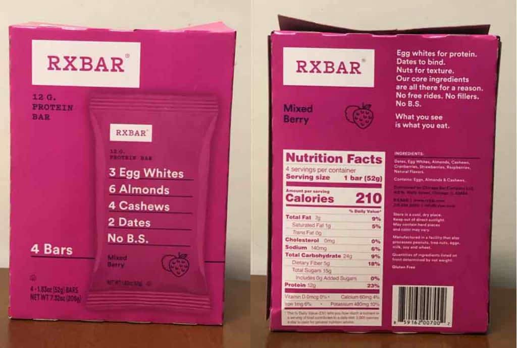 healthy diabetic protein bar nutrition label